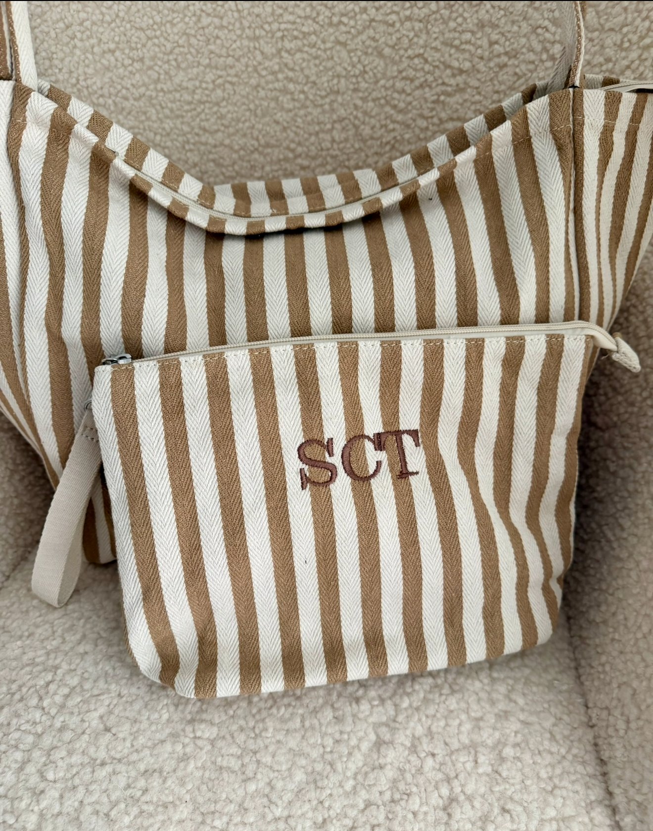 Conjunto Riscas de Verão — Tote Bag + Bolsa