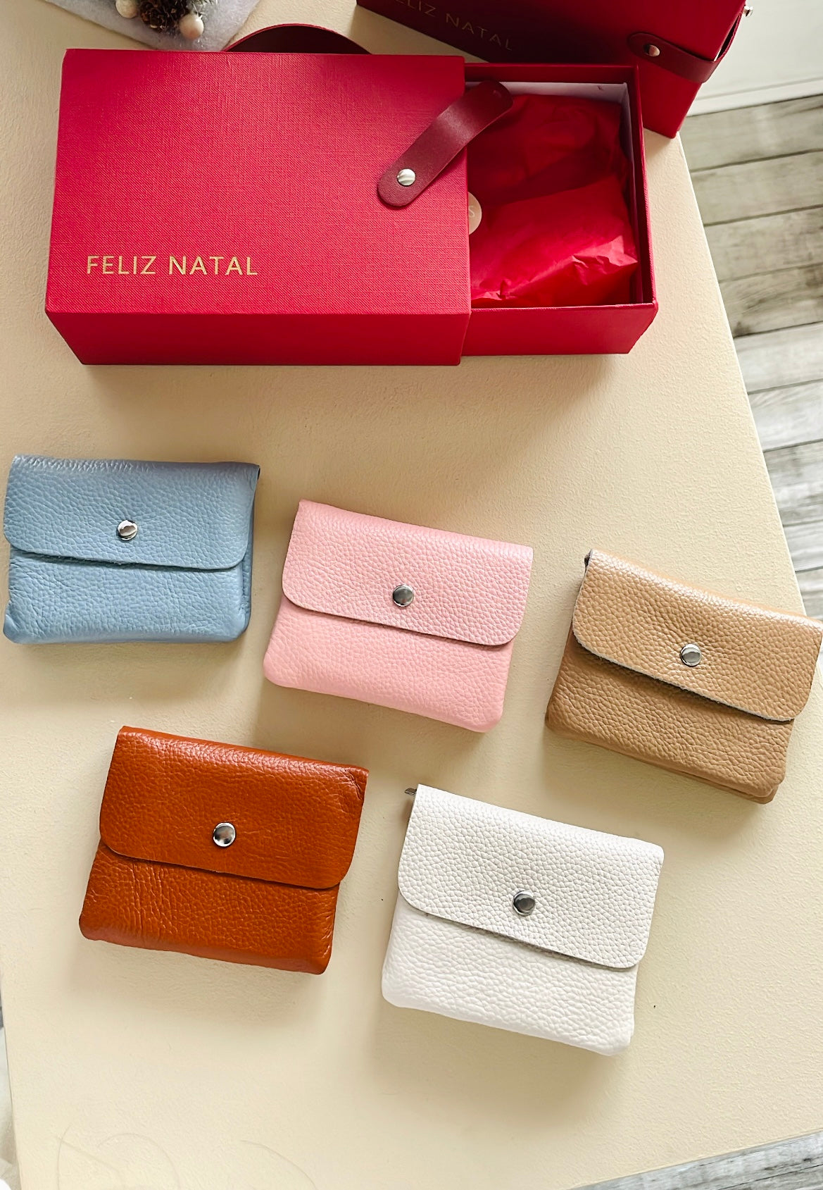 Caixa presente Porta moedas em pele