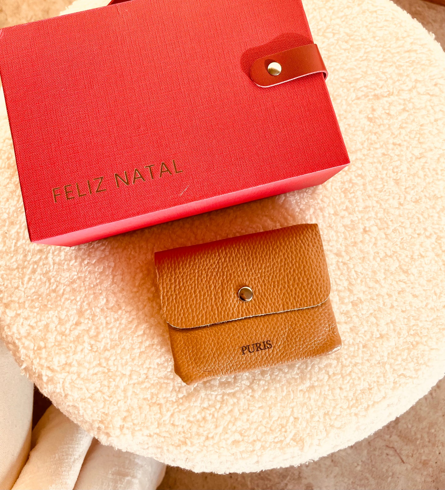 Caixa presente Porta moedas em pele