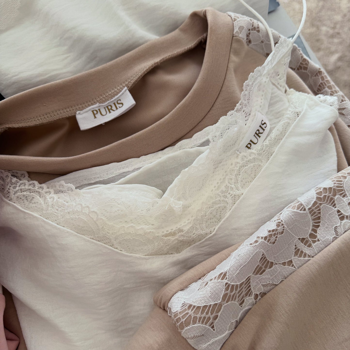 Conjunto renda bege