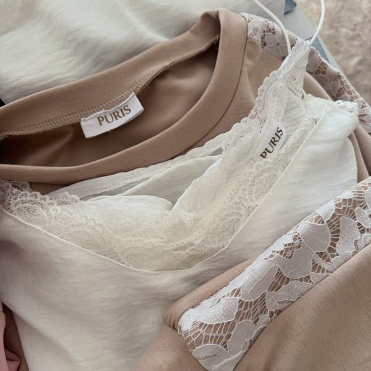 Conjunto renda bege