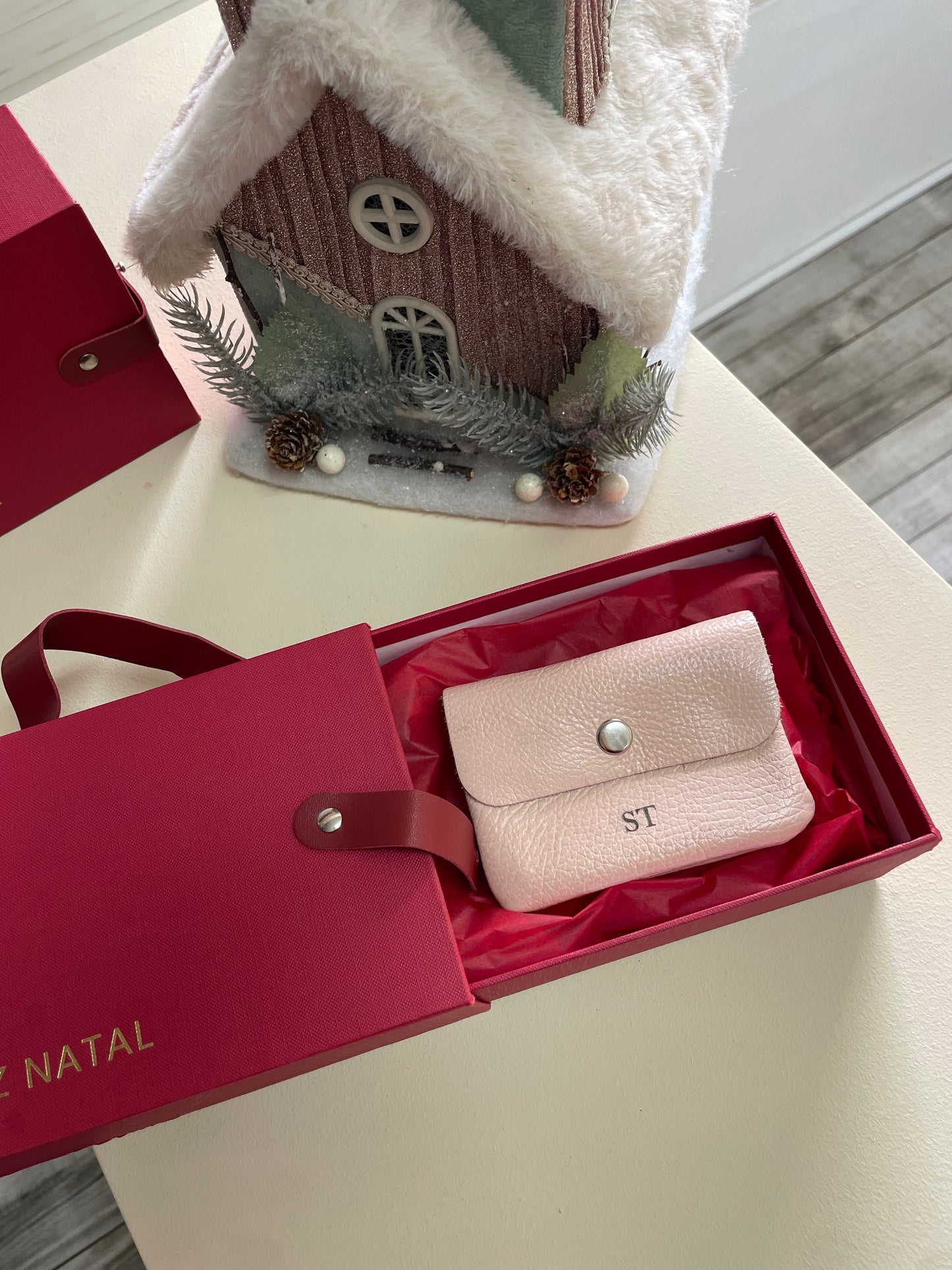 Caixa presente Porta moedas em pele