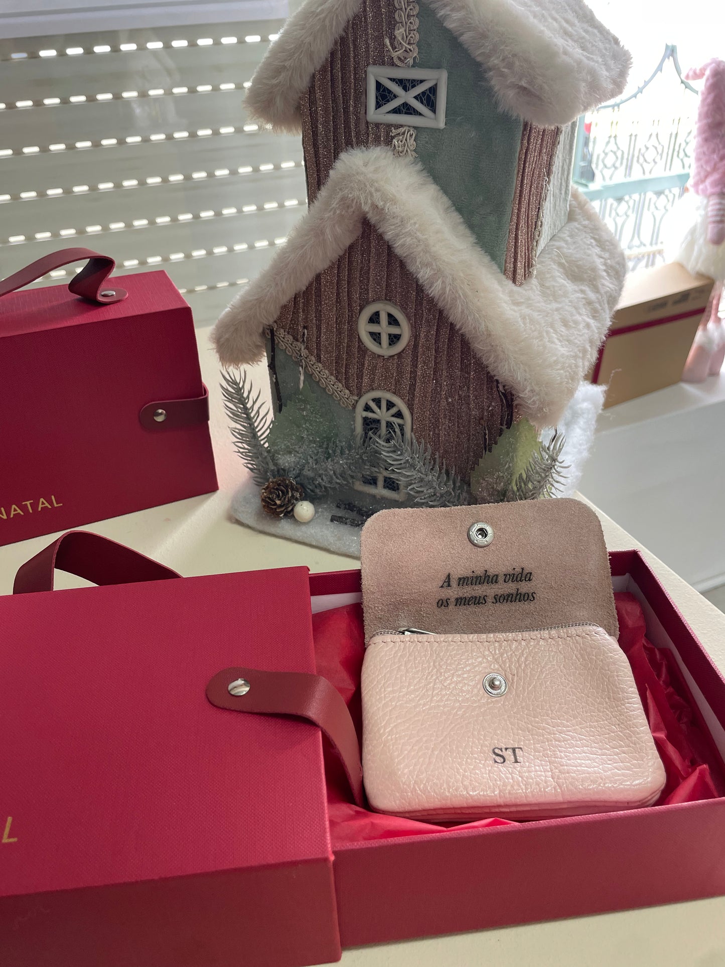 Caixa presente Porta moedas em pele