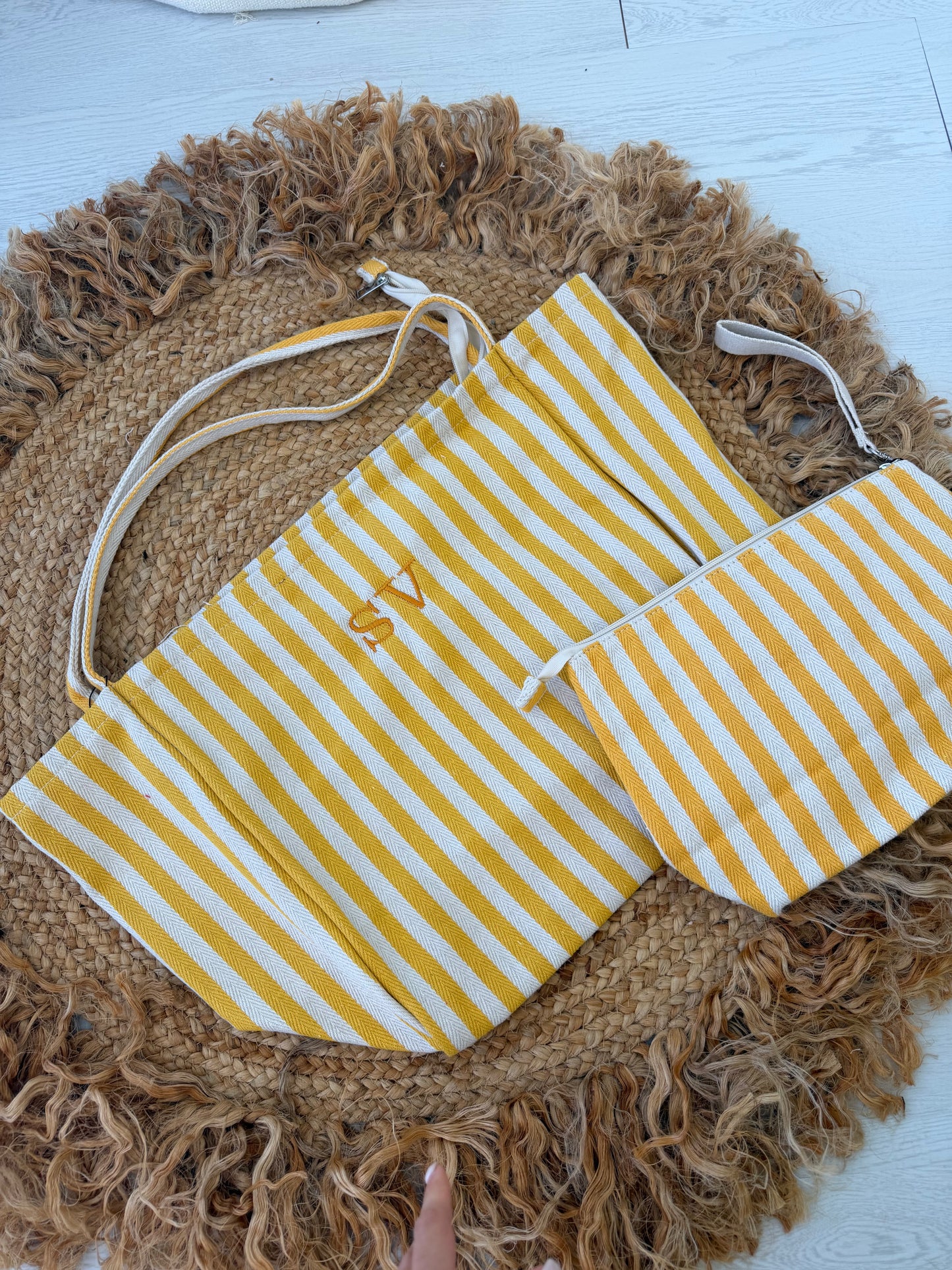 Conjunto Riscas de Verão — Tote Bag + Bolsa