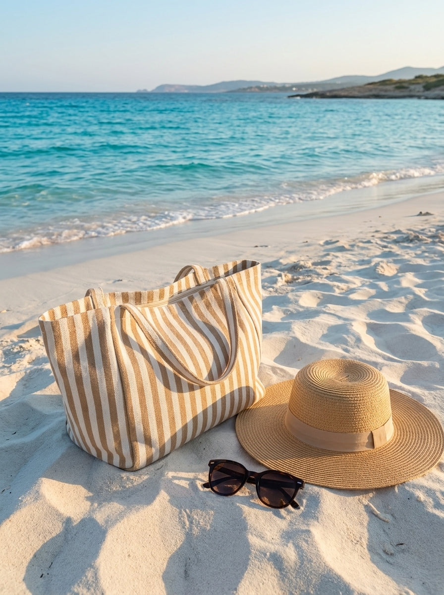 Conjunto Riscas de Verão — Tote Bag + Bolsa